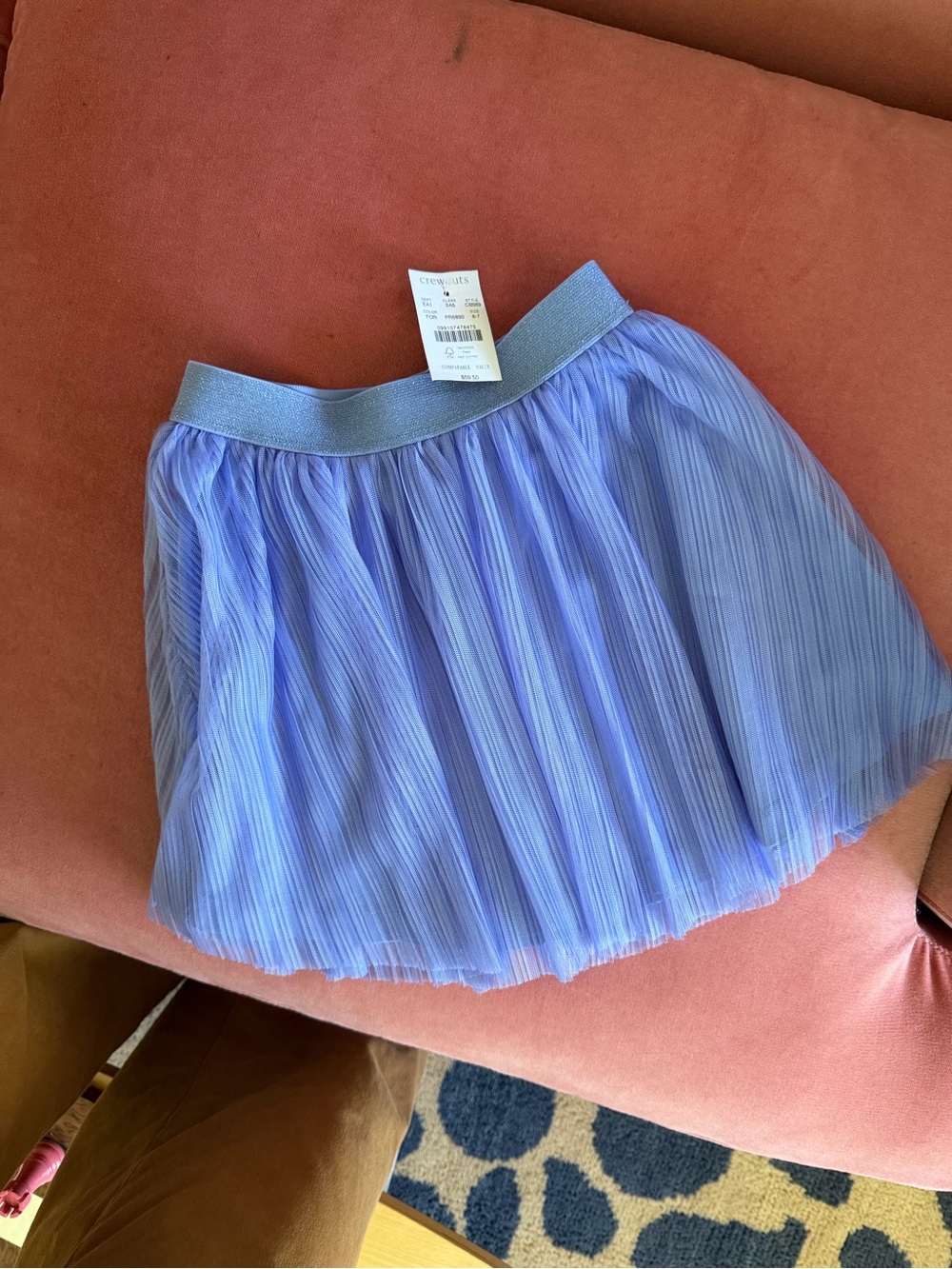 Girls crewcuts skirt Light Purple Pleated Tulle Skirt with Metallic bad 6/7